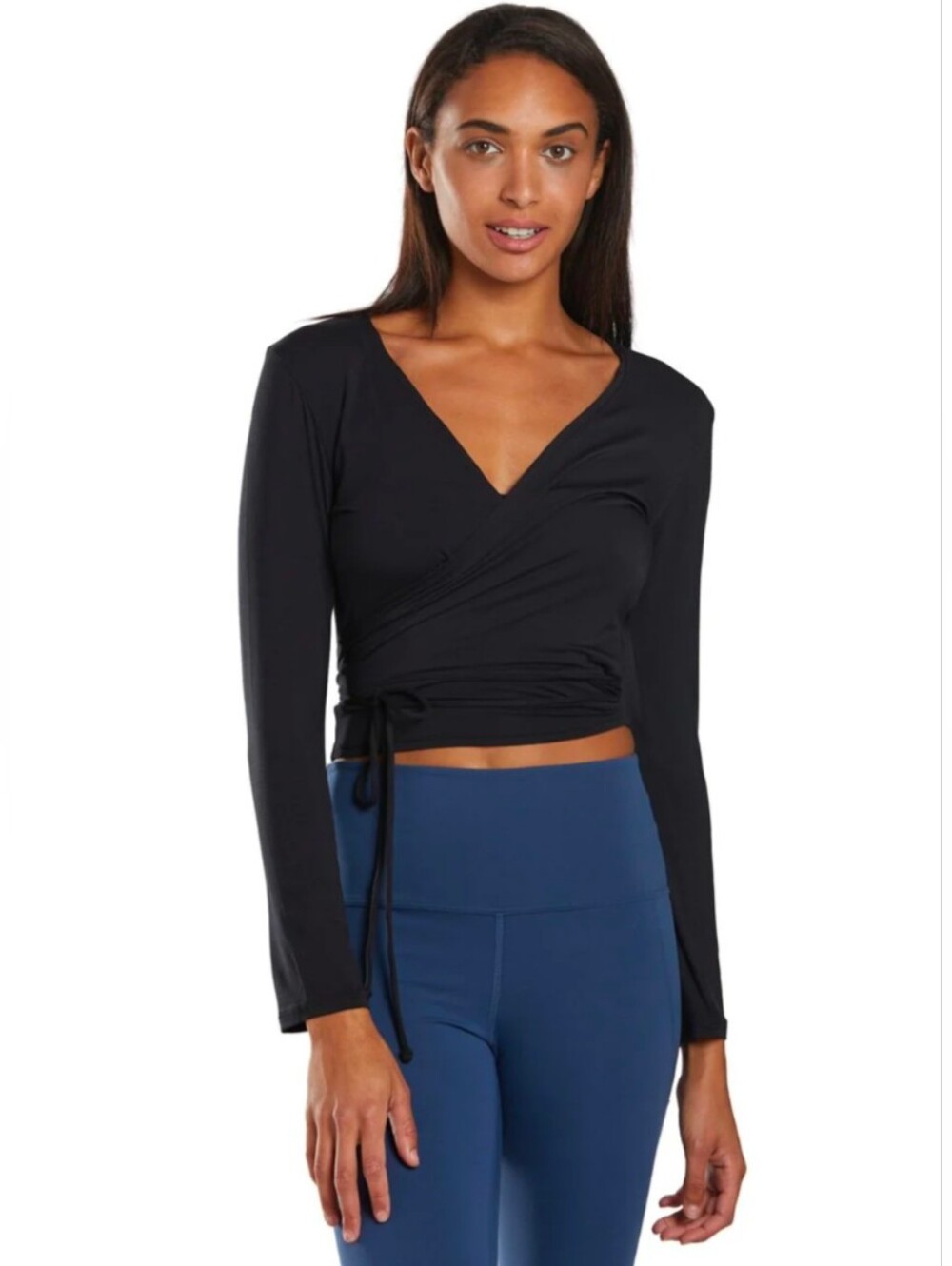 Everyday Yoga Studio to Street Layering Crop Wrap Black - Black / Small